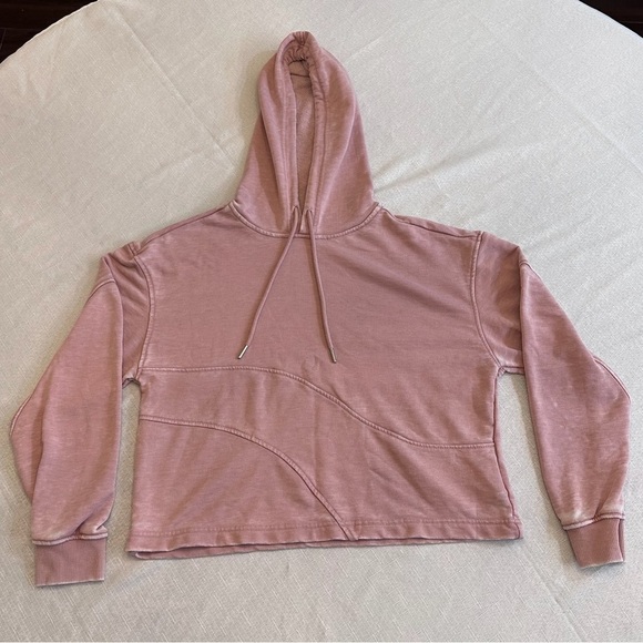 7 For All Mankind Tops - 7 FOR ALL MANKIND Women’s Crop Hoodie, Distressed Pink, size Medium.